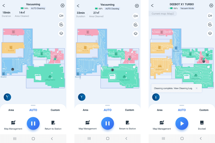 Die Navigationspfade in der Ecovacs Home App sind zu sehen.